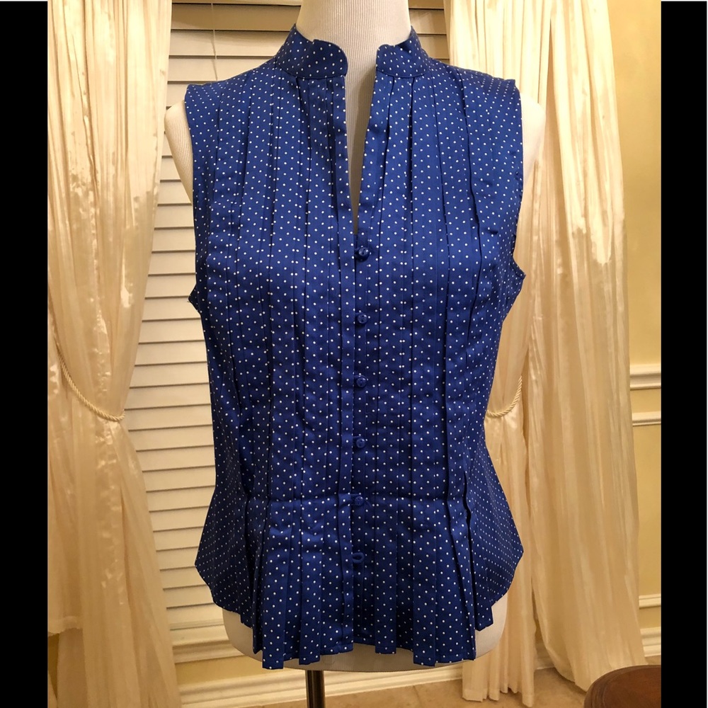 Jones New York Royal Blue Polka-dot Blouse